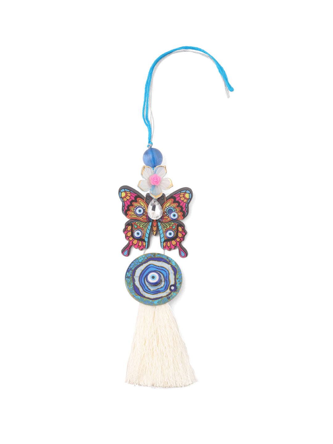 NVR Blue Evil Eye Artificial Beads Set of 2 Bhaiya Bhabhi Rakhi Combo