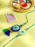 NVR Set of 2 Multicolor Artificial Beads Bhaiya Bhabhi Rakhi with Roli Chawal Chandan & Mishri