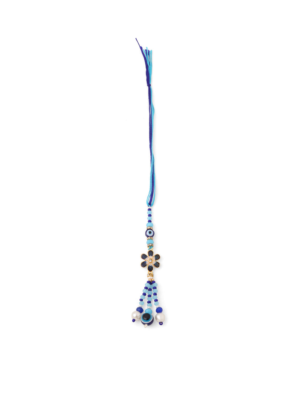 NVR Set of 2 Blue Artificial Beads Evil Eye Bhaiya Bhabhi Rakhi Combo