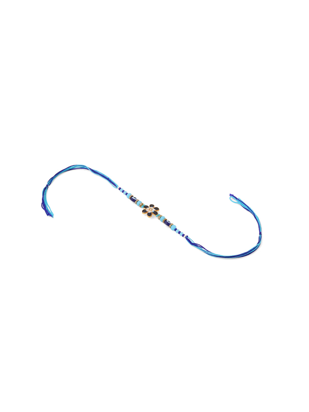 NVR Set of 2 Blue Artificial Beads Evil Eye Bhaiya Bhabhi Rakhi Combo