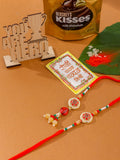 NVR Set of 2 Red Artificial Stones and Beads Bhaiya Bhabhi Rakhi Combo