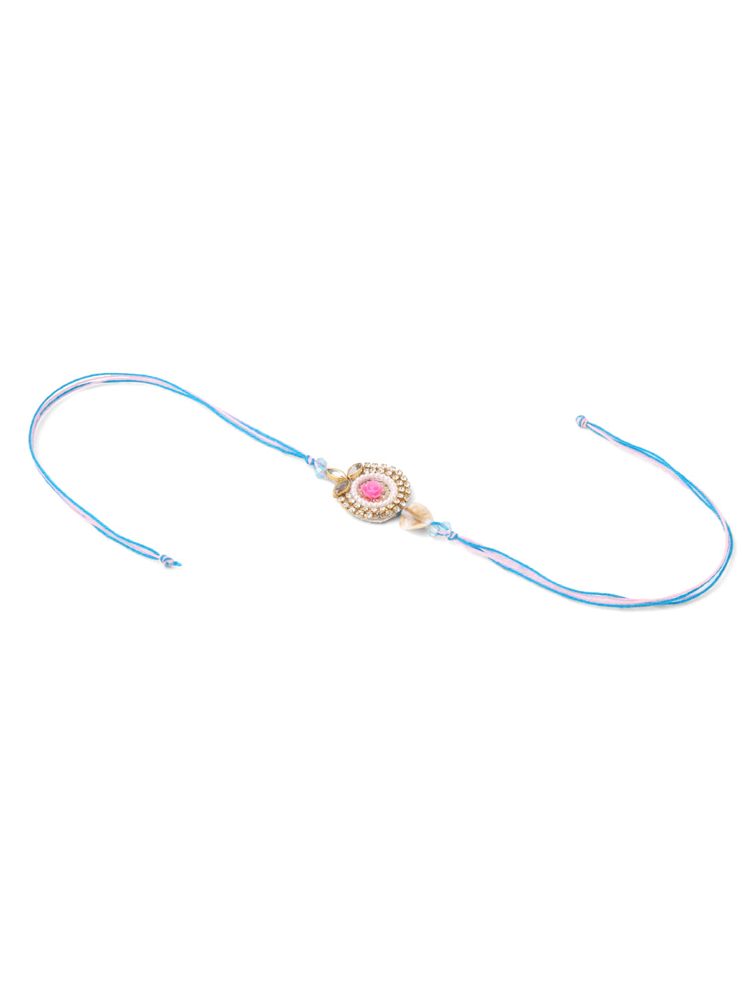 NVR Set of 2 Multicolor Artificial Stones & Beads Floral Design Bhaiya Bhabhi Rakhi Combo