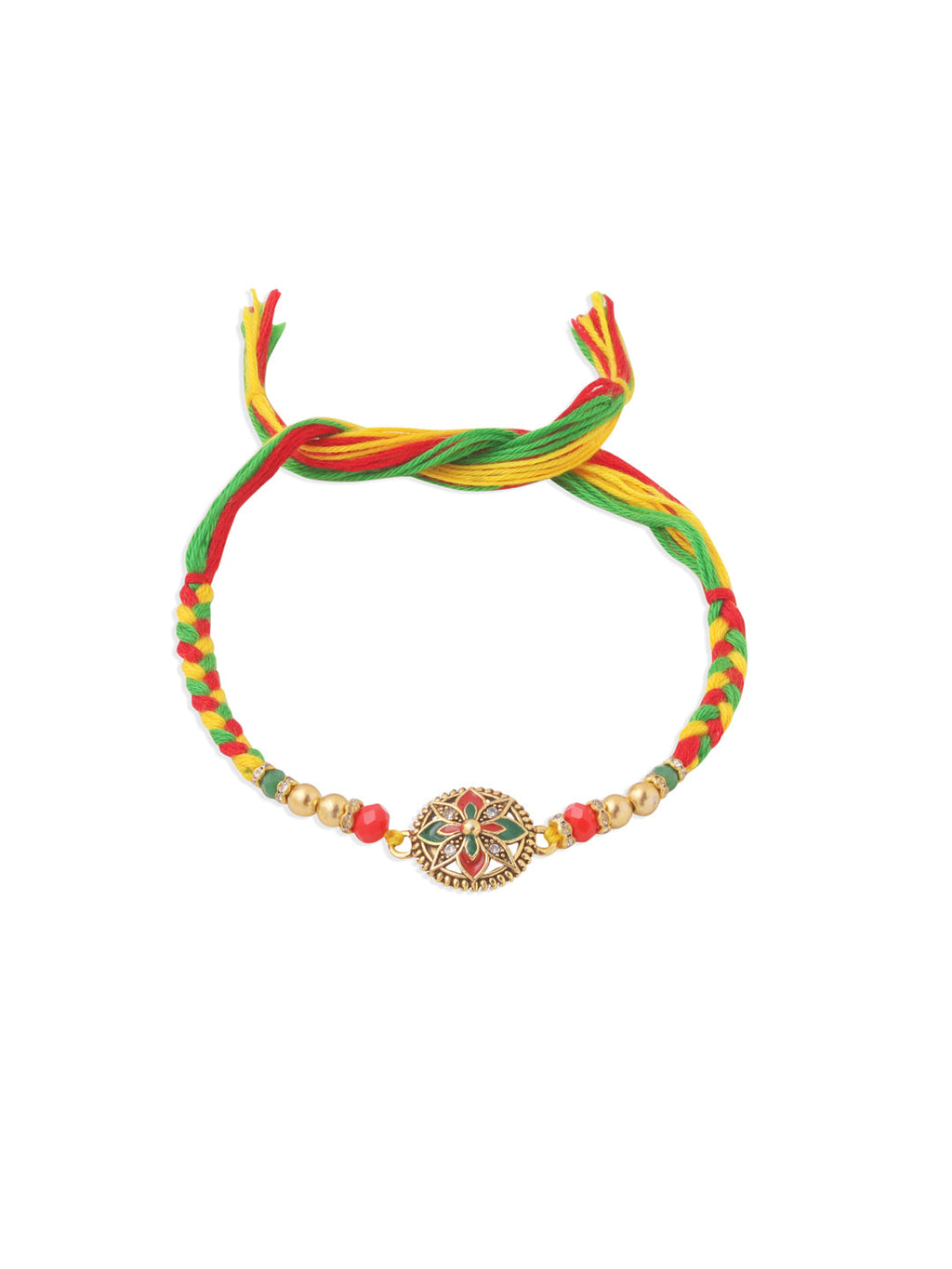 NVR Men Set of 2 Multicolor Floral Design Artificial Stones Thread Rakhi Combo