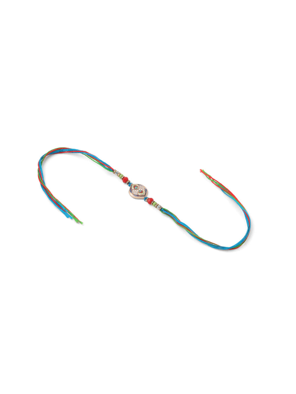 NVR Men Set of 2 Multicolor Artificial Stones Thread Rakhi with Roli Chawal Chandan & Mishri