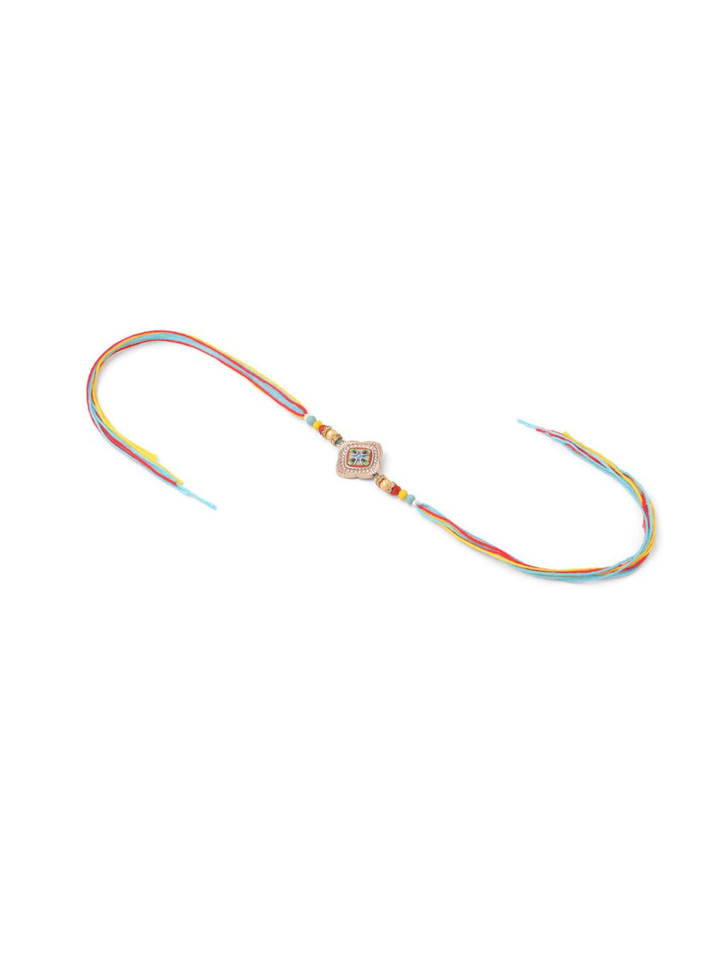 NVR Men Set of 2 Multicolor Artificial Stones Thread Rakhi with Roli Chawal Chandan & Mishri