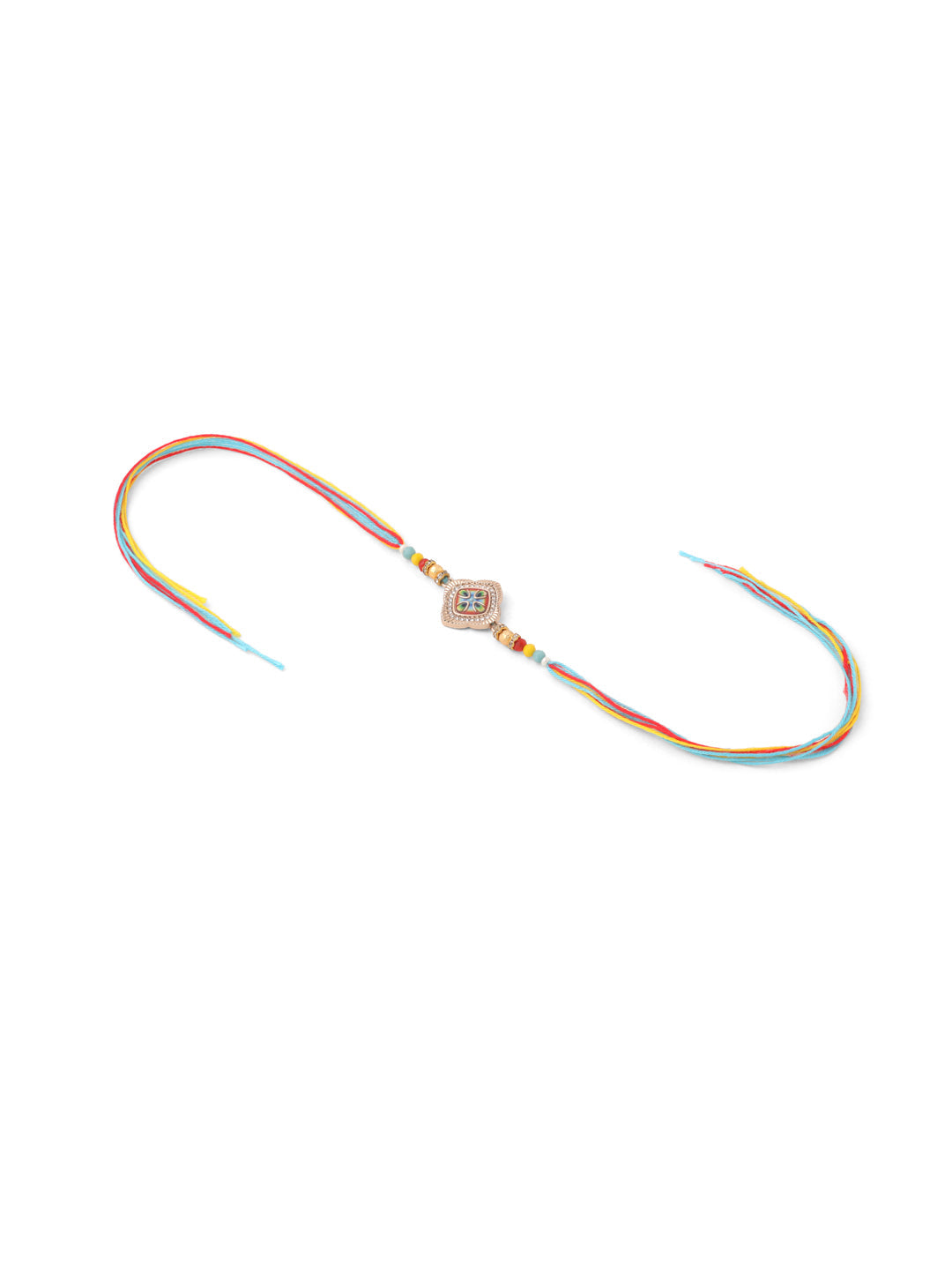 NVR Men Set of 2 Multicolor Artificial Stones Thread Rakhi with Roli Chawal Chandan & Mishri