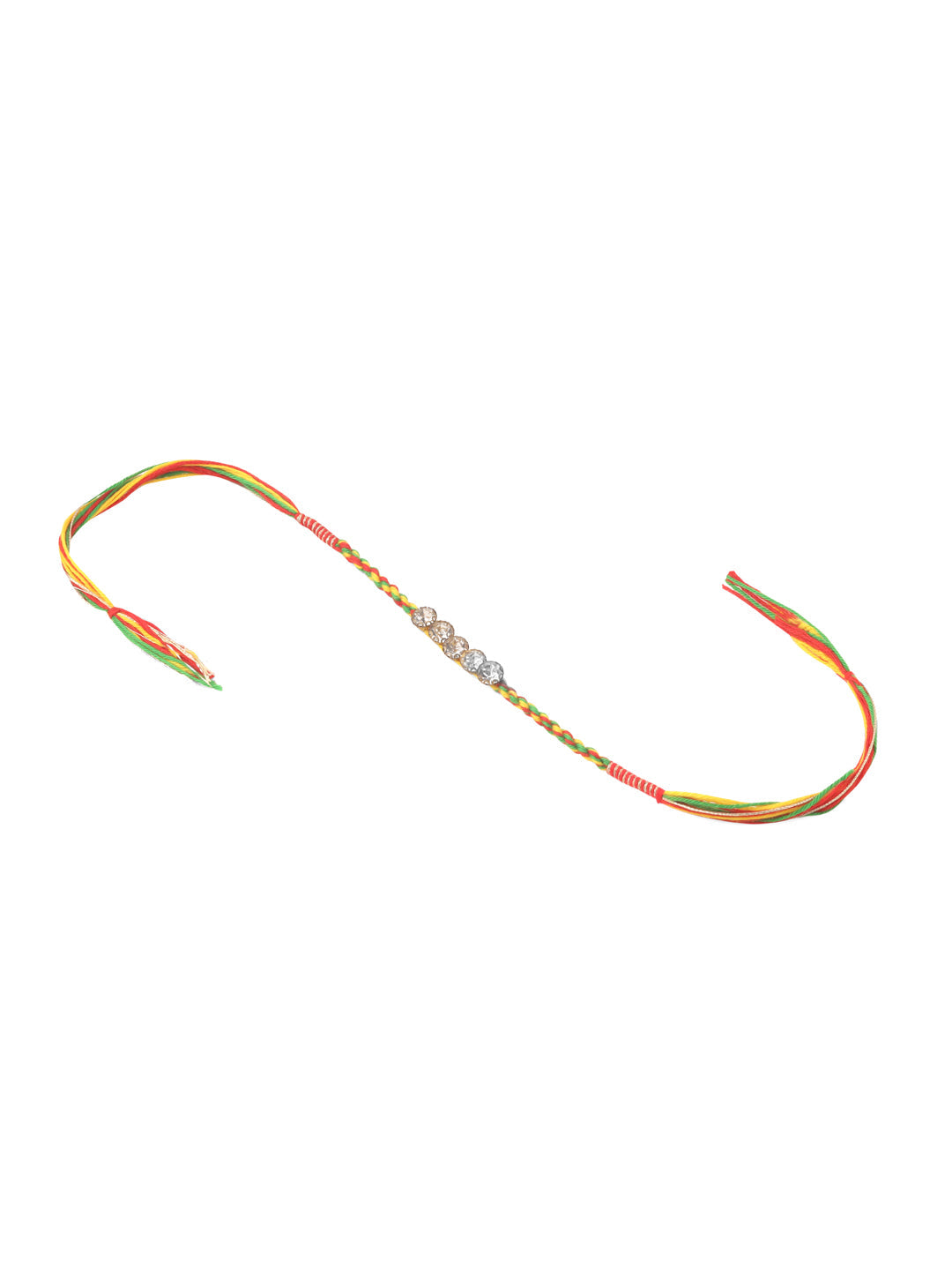 NVR Men Set of 2 Religious Designer Multicolor Artificial Stones Thread Rakhi with Roli Chawal Chandan & Mishri