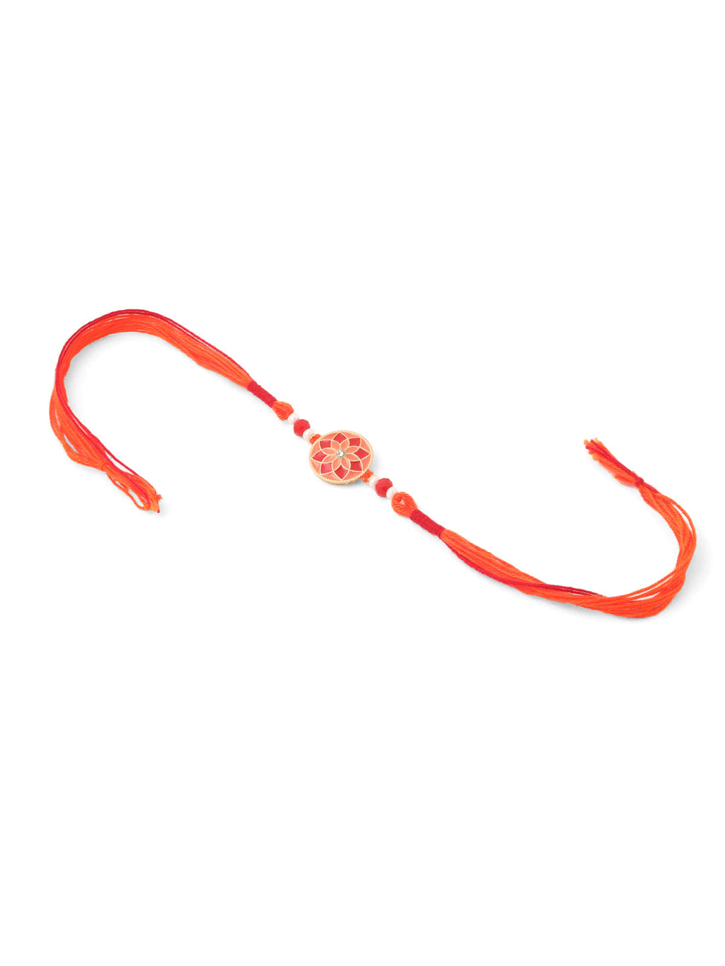 NVR Men Set of 3 Floral Design Multicolor Artificial Beads Thread Rakhi with Roli Chawal Chandan & Mishri