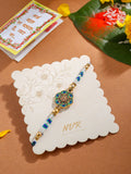 NVR Men Peacock Design Multicolor Artificial Stones & Pearls Thread Rakhi with Roli Chawal Chandan & Mishri