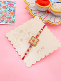 NVR Men Multicolor Artificial Stones Thread Rakhi with Roli Chawal Chandan & Mishri