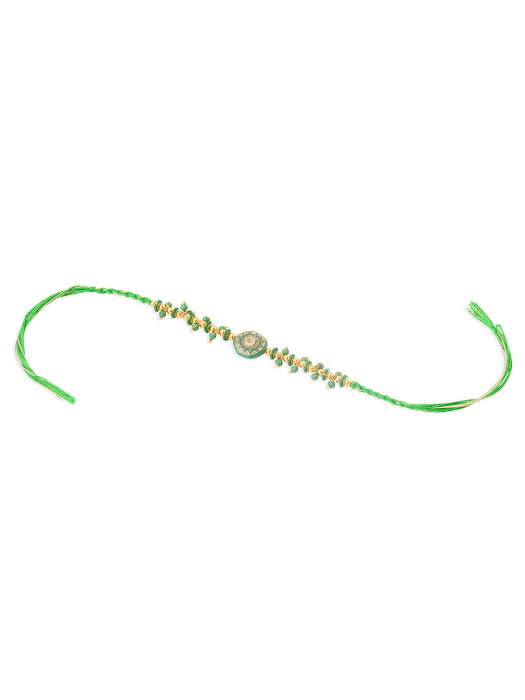 NVR Men Green Artificial Beads Round Shape Thread Rakhi, Combo for Rakshabandhan