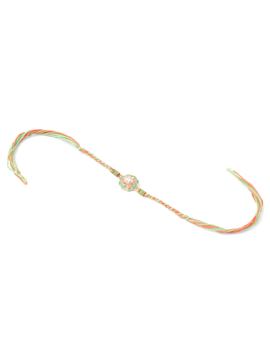 NVR Men Set of 3 Floral Design Multicolor Artificial Stones & Pearls Thread Rakhi with Roli Chawal Chandan & Mishri
