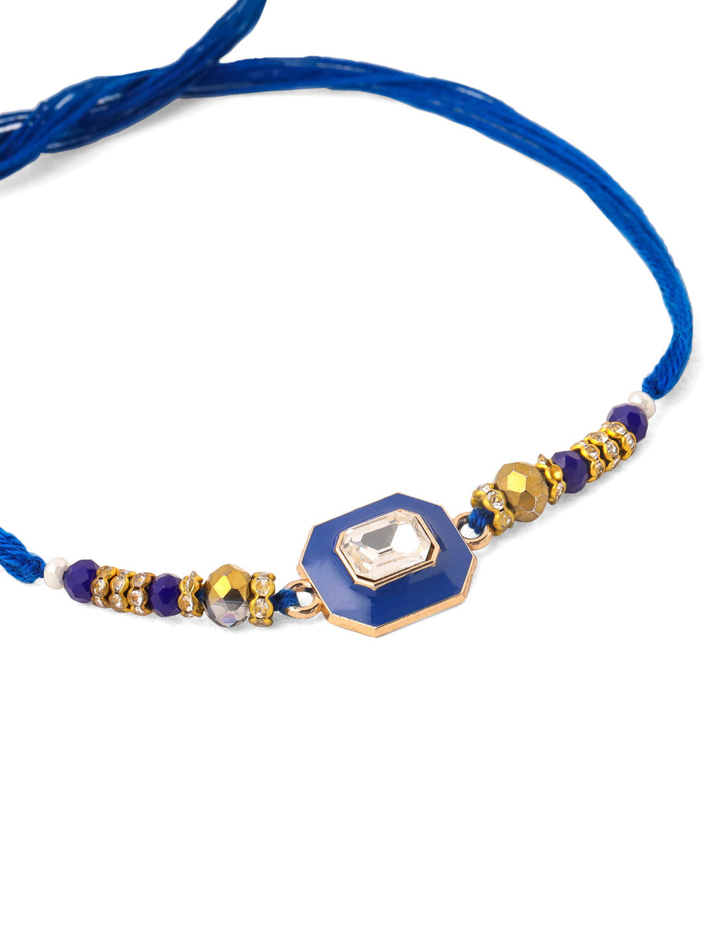 NVR Men Blue Artificial Stones Handmade Thread Rakhi, Combo for Rakshabandhan