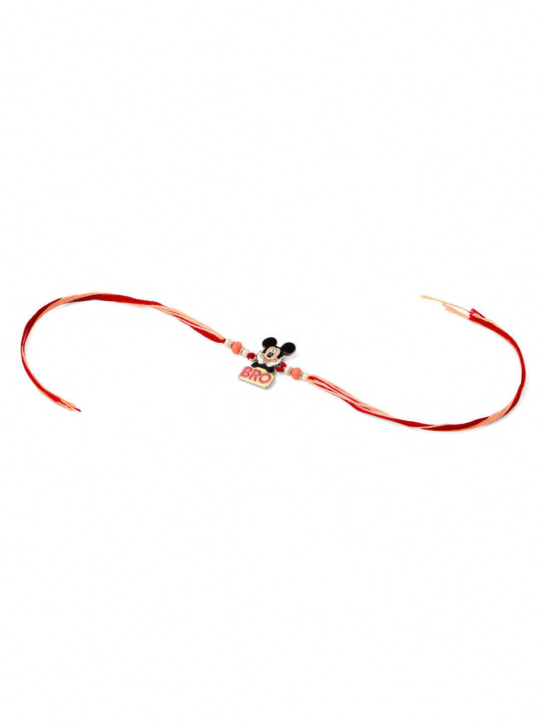 NVR Kids Micky Mouse Character Artificial Beads Thread Rakhi with Roli Chawal Chandan & Mishri