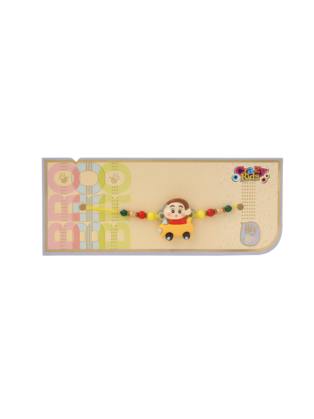 NVR Kids Yellow Cartoon Artificial Beads Rakhi, Combo for Rakshabandhan