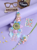 NVR Set of 2 Handmade Multicolor Artificial Stones & Beads Bhaiya Bhabhi Rakhi Combo