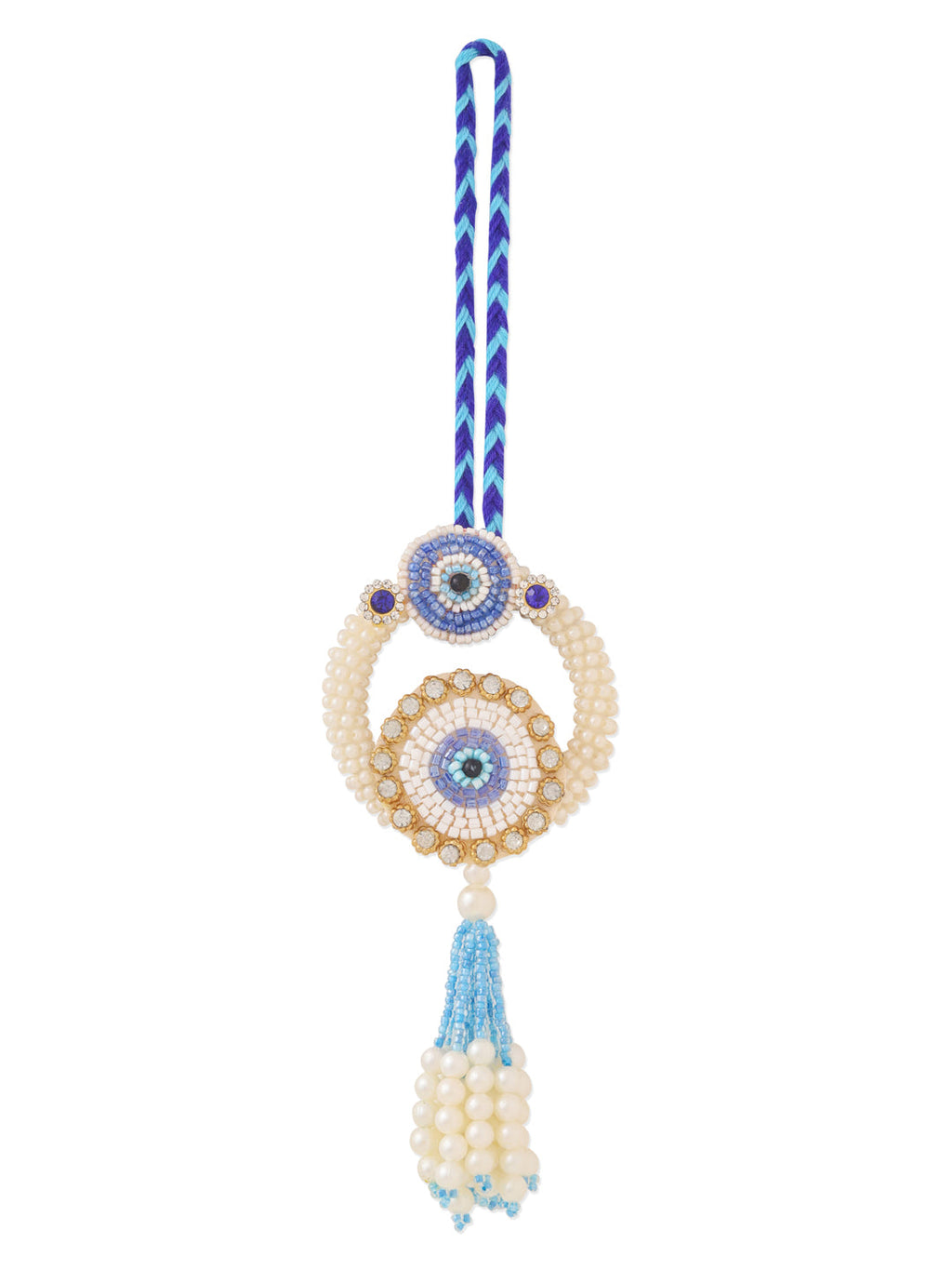 NVR Set of 2 Blue Evil Eye Artificial Stones & Pearls Bhaiya Bhabhi Rakhi Combo