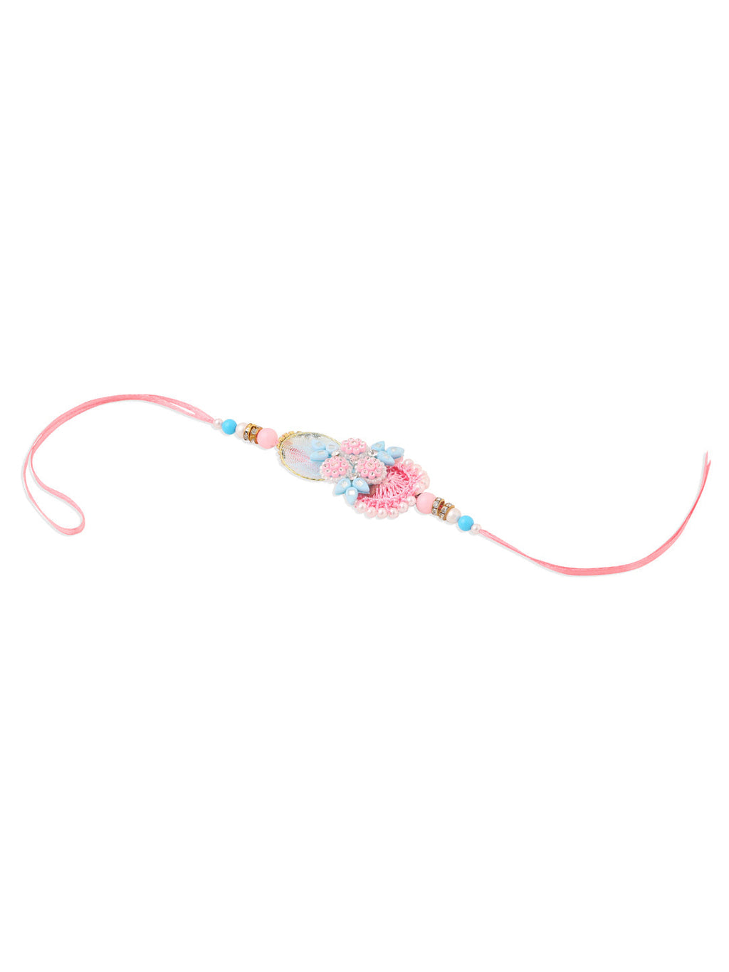 NVR Set of 2 Multicolor Handcrafted Artificial Stones & Pearls Bhaiya Bhabhi Rakhi Combo