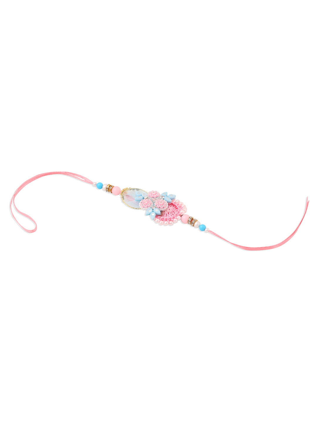 NVR Set of 2 Multicolor Handcrafted Artificial Stones & Pearls Bhaiya Bhabhi Rakhi Combo