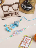 NVR Set of 2 Blue & Pink Artificial Stones & Beads Bhaiya Bhabhi Rakhi Combo