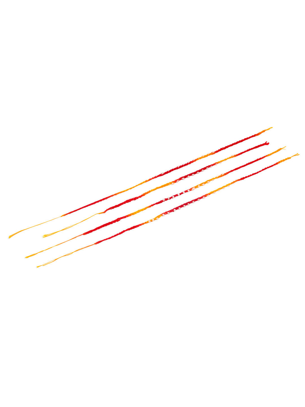 NVR Men Set of 4 Pearls Traditional Red Thread Rakhi with Roli Chawal Chandan & Mishri