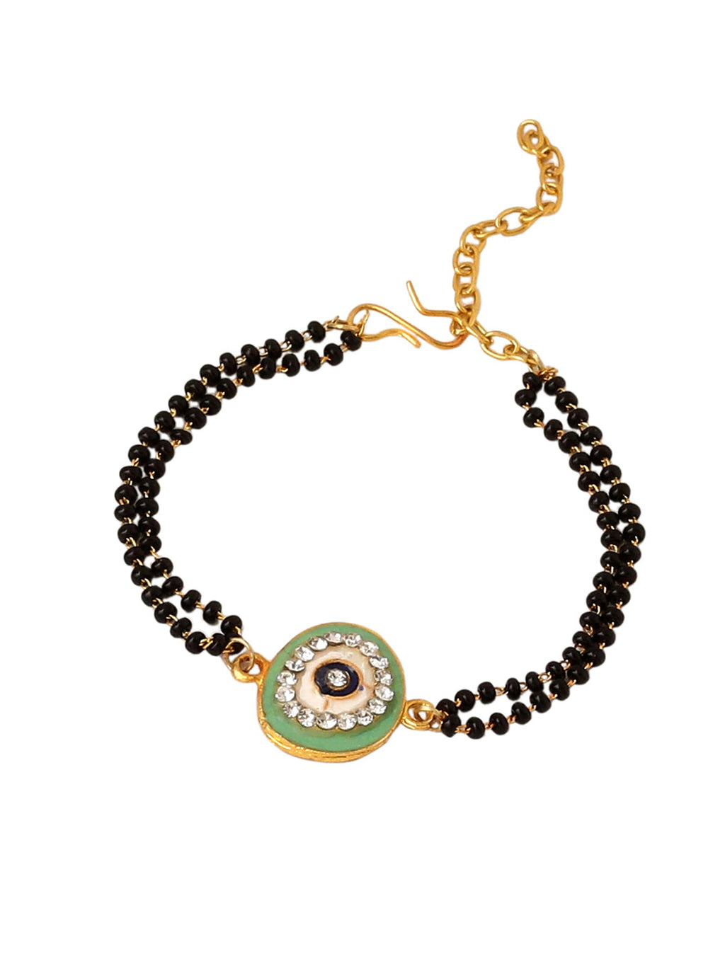 NVR Set of 2 Green Round Shape Artificial Stones Bhaiya Bhabhi Rakhi Combo