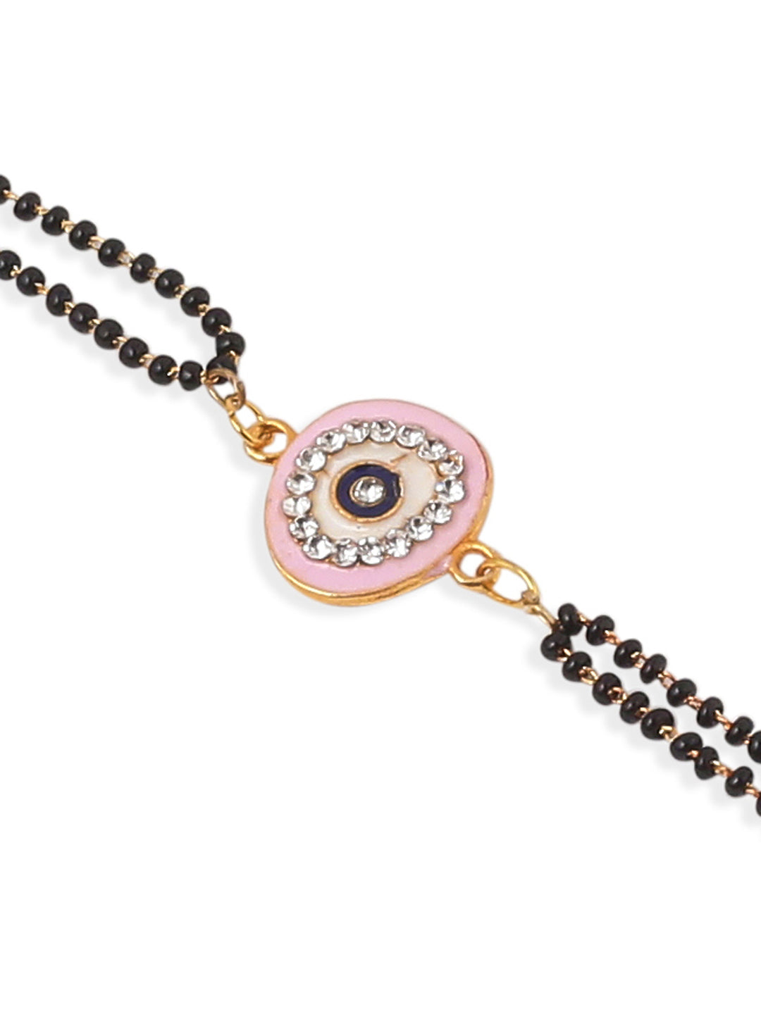 NVR Set of 2 Pink Round Shape Artificial Stones Bhaiya Bhabhi Rakhi Combo