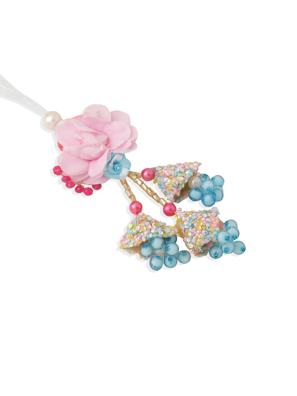NVR Set of 2 Multicolor Artificial Beads Floral Design Bhaiya Bhabhi Rakhi with Roli Chawal Chandan & Mishri