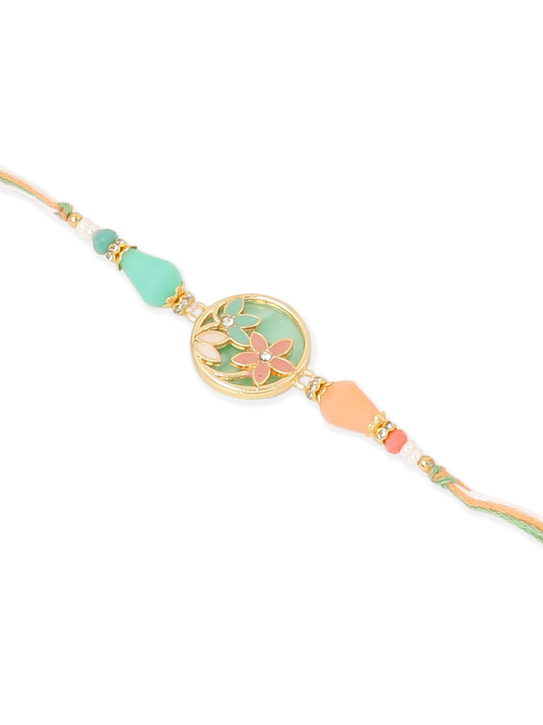 NVR Set of 2 Multicolor Artificial Beads Traditional Bhaiya Bhabhi Pair Rakhi Set with Roli Chawal Chandan & Mishri