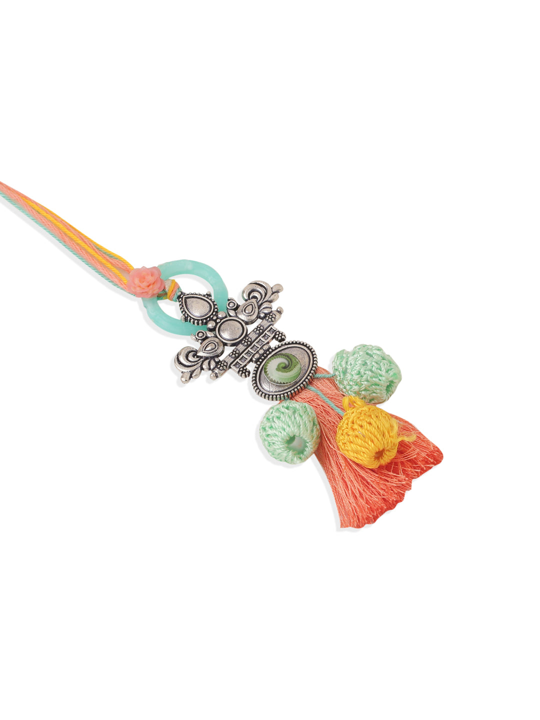 NVR Set of 2 Artificial Beads Traditional Bhaiya Bhabhi Pair Rakhi Set with Roli Chawal Chandan & Mishri