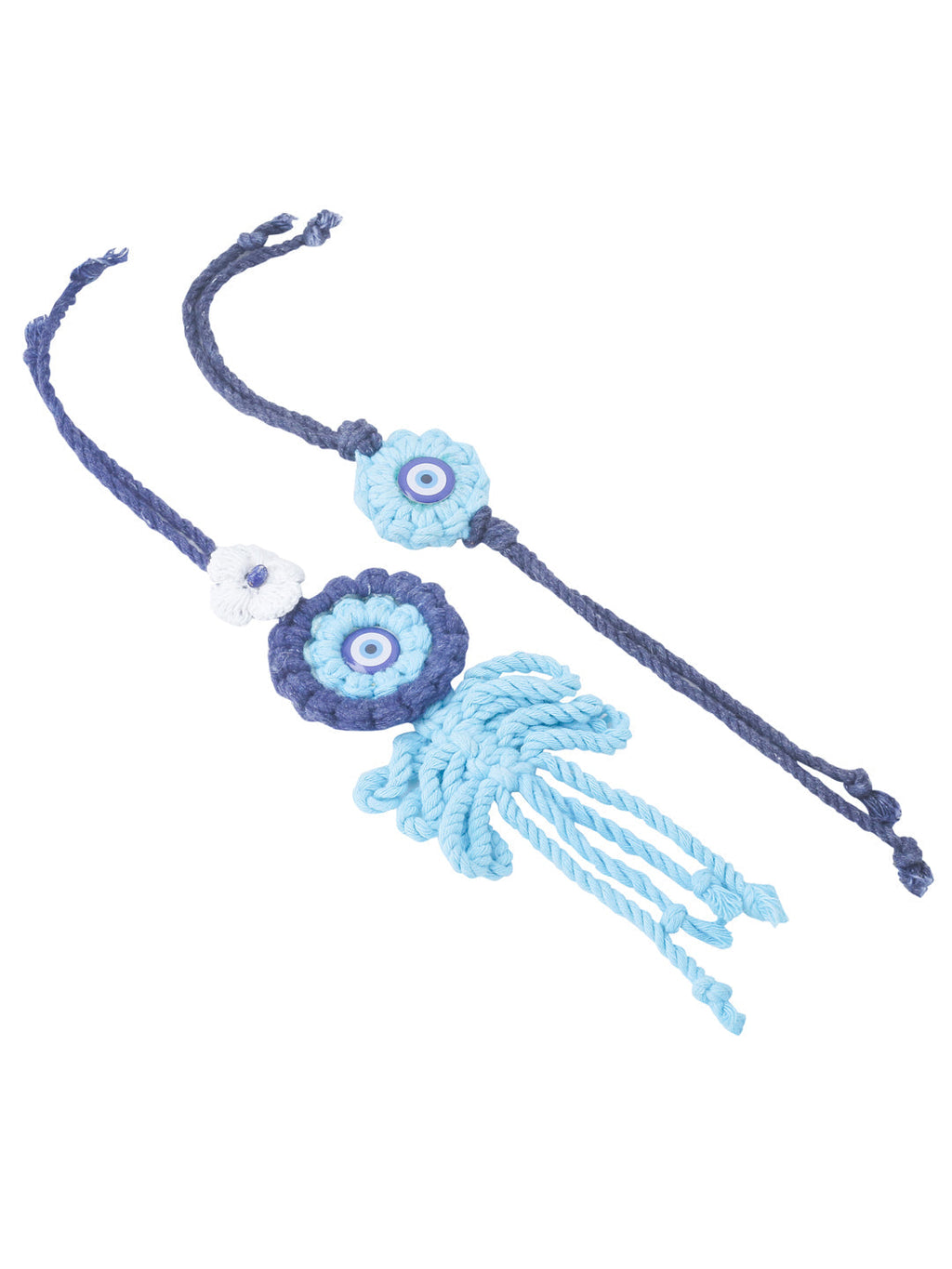 NVR Set of 2 Blue Evil Eye Floral Style Bhaiya Bhabhi Rakhi Set, Combo for Rakshabandhan