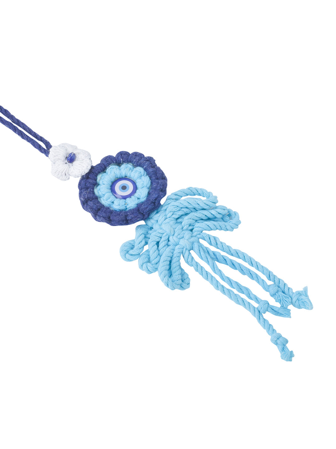 NVR Set of 2 Blue Evil Eye Floral Style Bhaiya Bhabhi Rakhi Set, Combo for Rakshabandhan