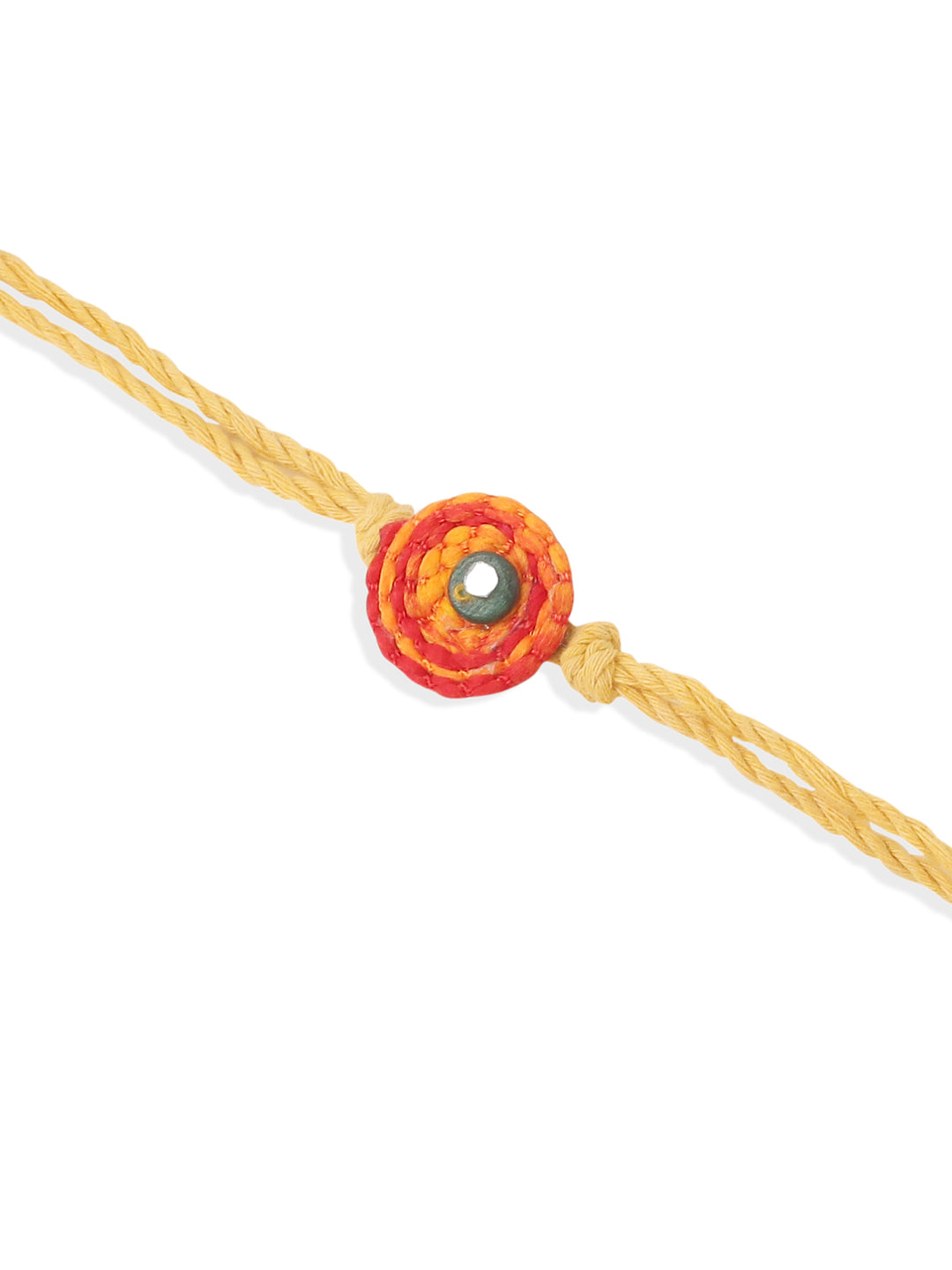 NVR Set of 2 Yellow Sea Shell Round Floral Design Bhaiya Bhabhi Rakhi Combo