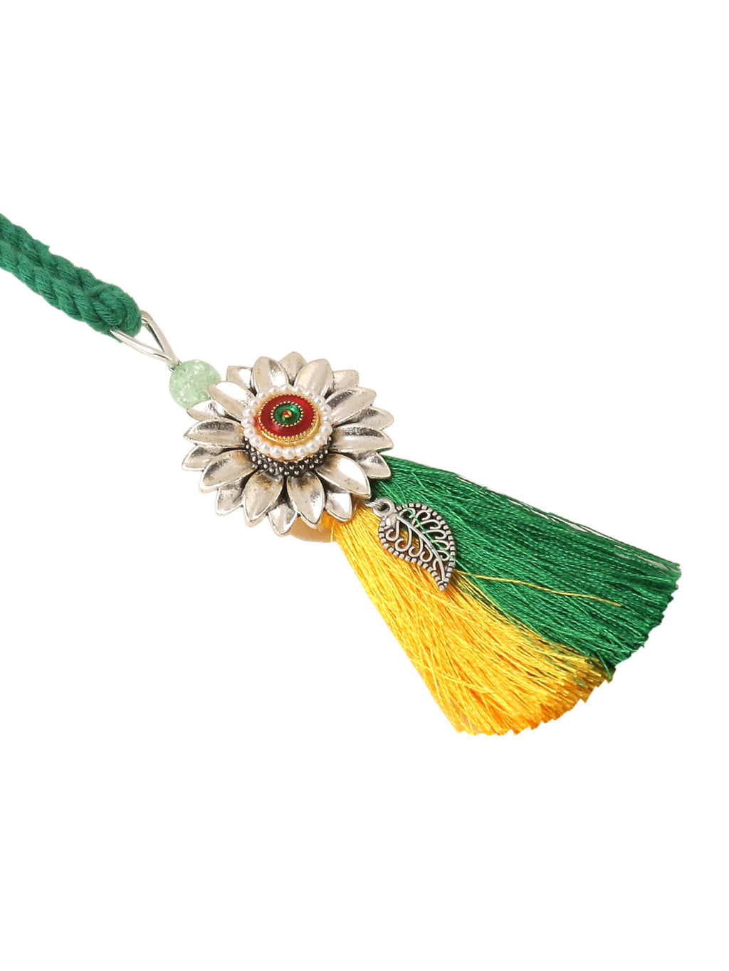 NVR Set of 2 Green Pearls Bhaiya Bhabhi Thread Rakhi, Combo for Rakshabandhan