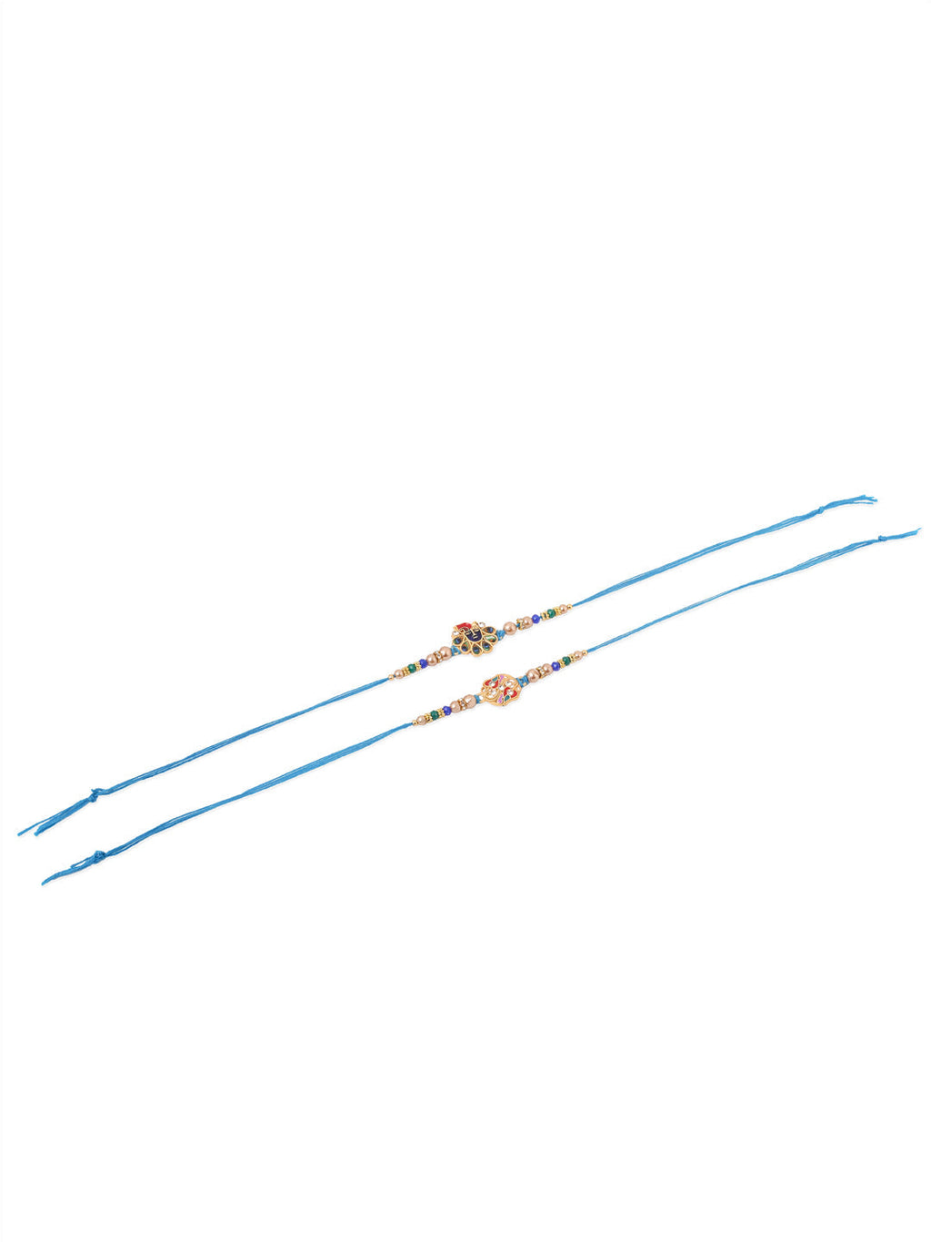NVR Men Set of 2 Blue Artificial Stones & Beads Thread Rakhi, Combo for Rakshabandhan