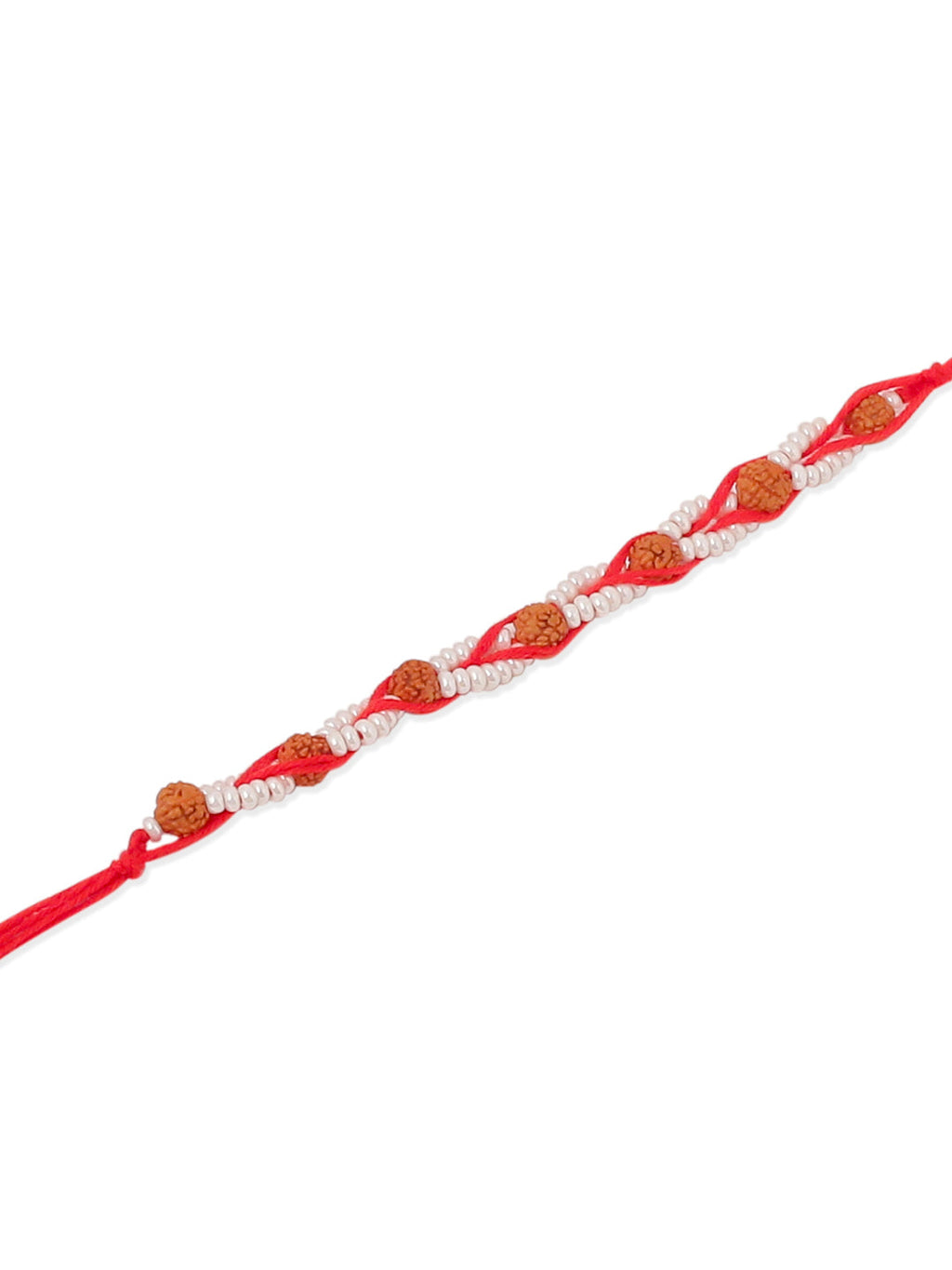 NVR Men Set of 2 Red Artificial Stones & Rudraksh Thread Rakhi, Combo for Rakshabandhan