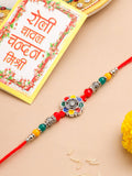 NVR Men Multicolor Artificial Stones & Beads Floral Design Thread Rakhi with Roli Chawal Chandan & Mishri