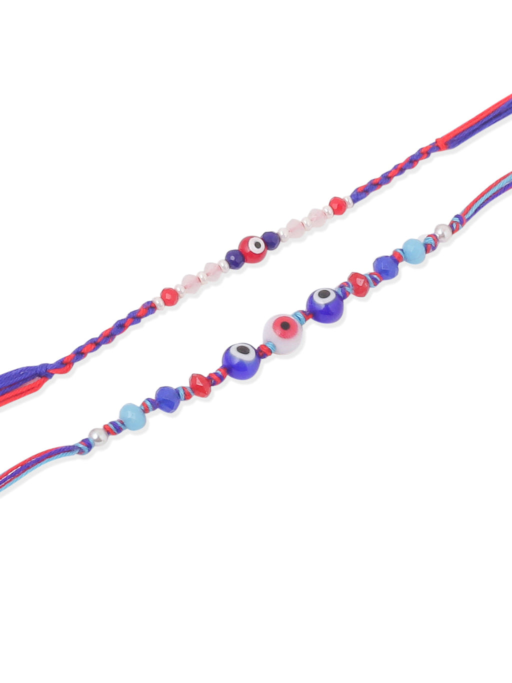 NVR Men Multicolor Evil Eye Artificial Beads Thread Rakhi with Roli Chawal Chandan & Mishri