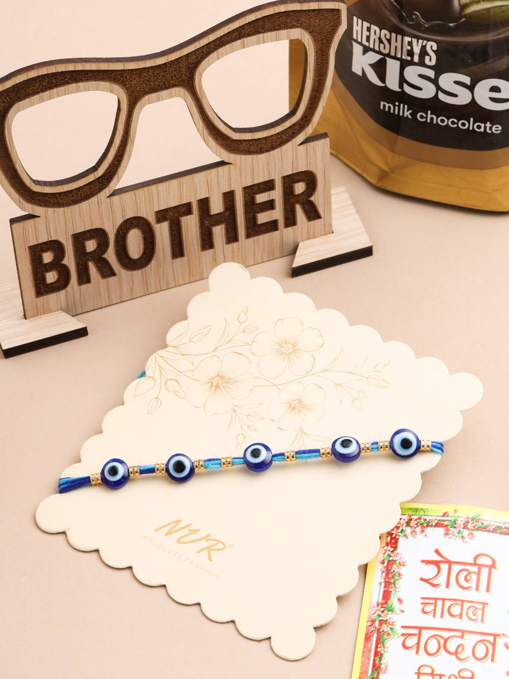 NVR Men's Blue Evil Eye Thread Rakhi, Combo for Rakshabandhan