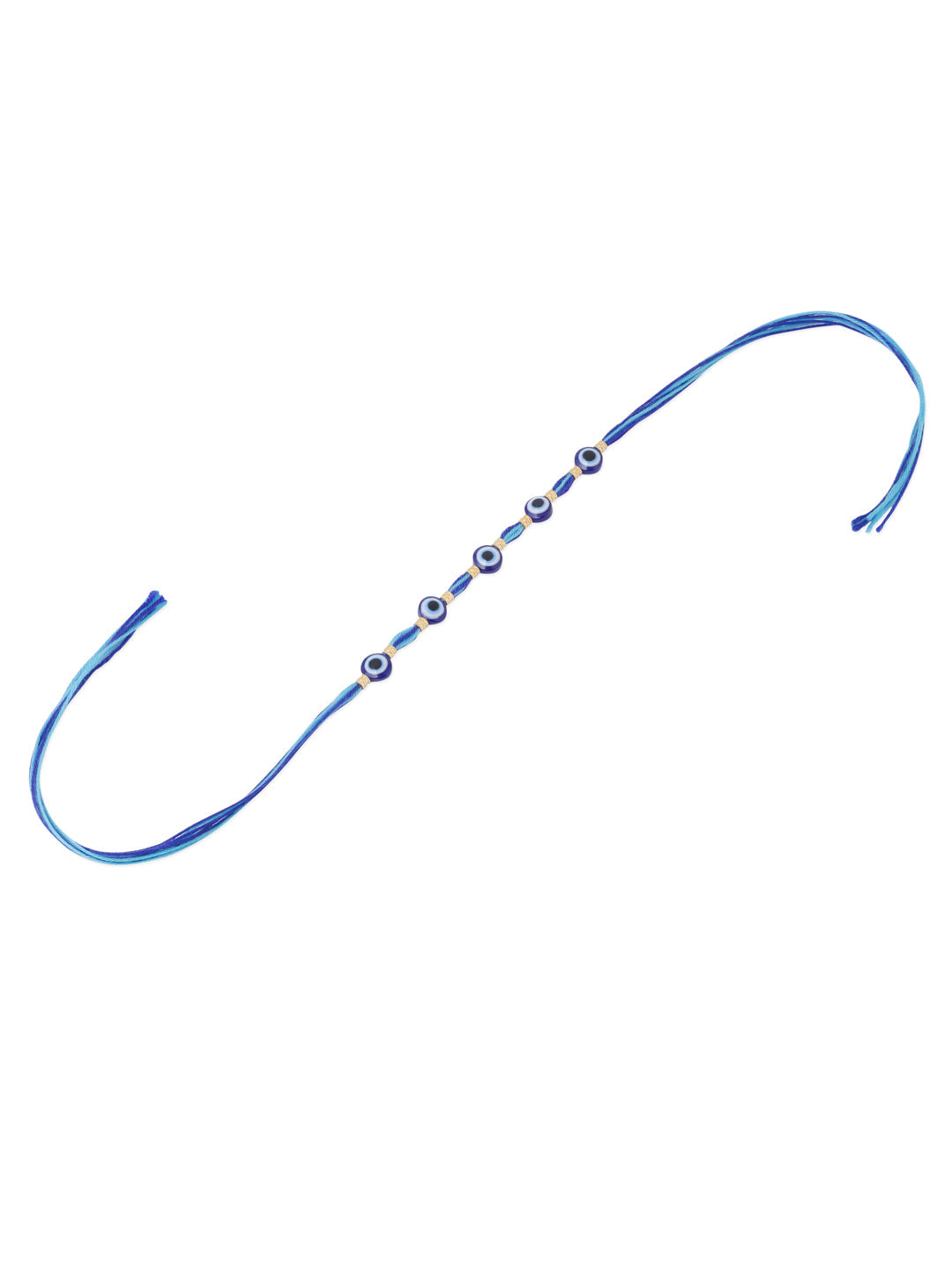NVR Men's Blue Evil Eye Thread Rakhi with Roli Chawal Chandan & Mishri