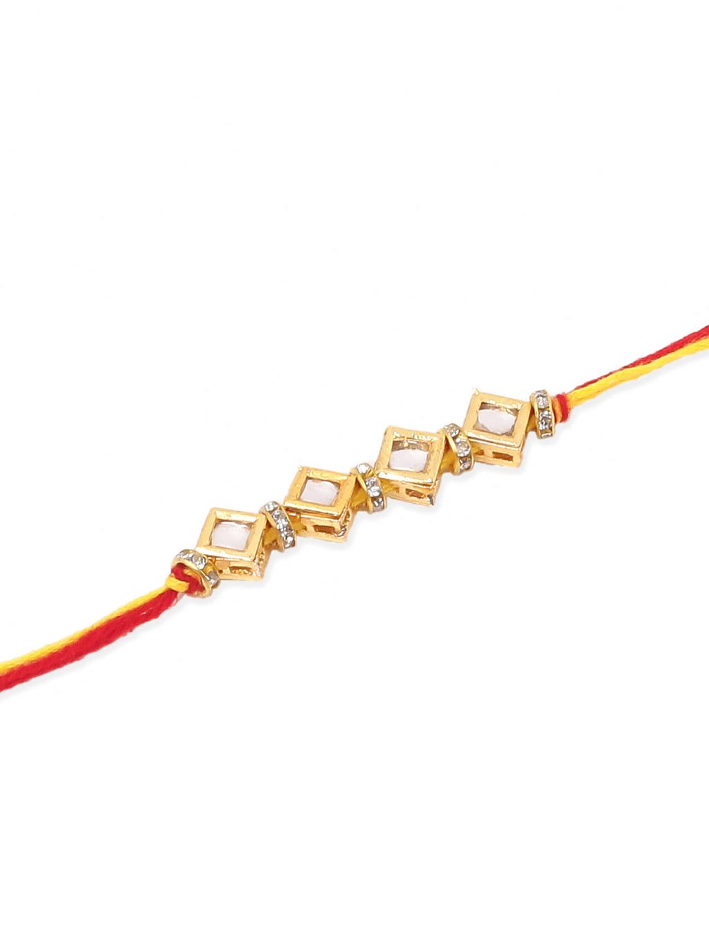 NVR Men's Set of 2 Multicolor Kundan Studded Thread Rakhi, Combo for Rakshabandhan