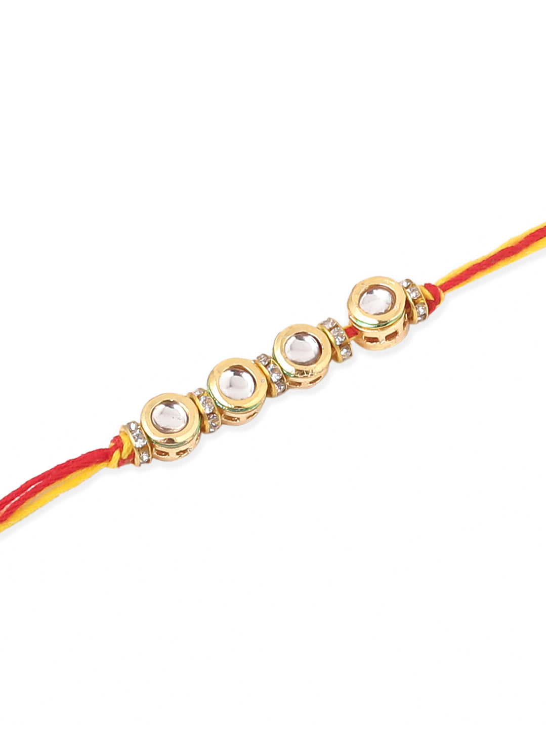 NVR Men's Set of 2 Multicolor Kundan Studded Thread Rakhi, Combo for Rakshabandhan