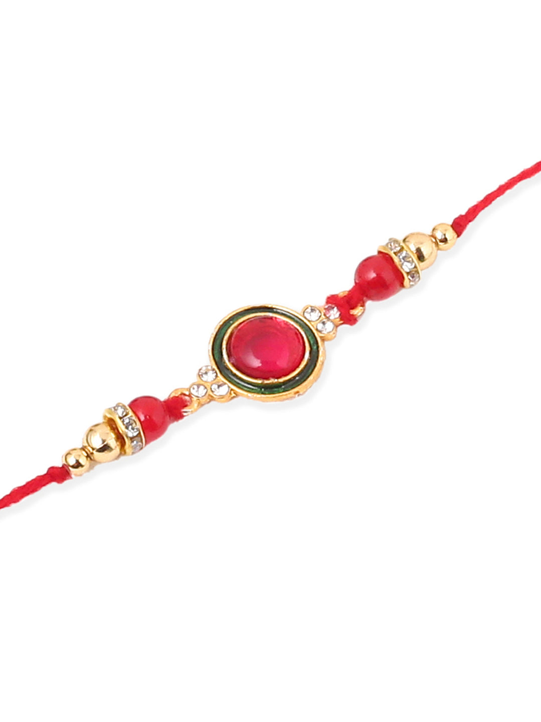 NVR Men Set of 3 Multicolor Artificial Beads & Pearls Thread Rakhi with Roli Chawal Chandan & Mishri
