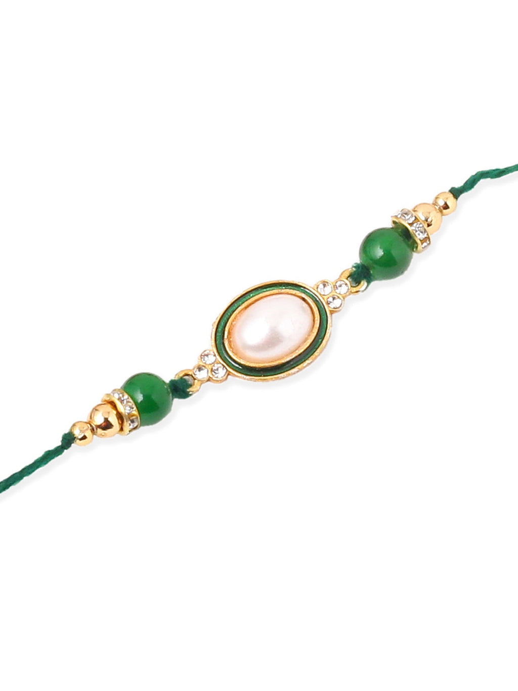 NVR Men Set of 3 Multicolor Artificial Beads & Pearls Thread Rakhi with Roli Chawal Chandan & Mishri
