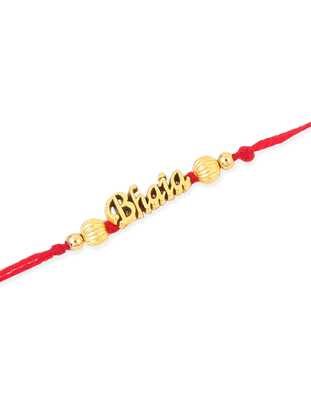 NVR Men's Set of 3 Gold Toned Thread Rakhi Set, Combo for Rakshabandhan