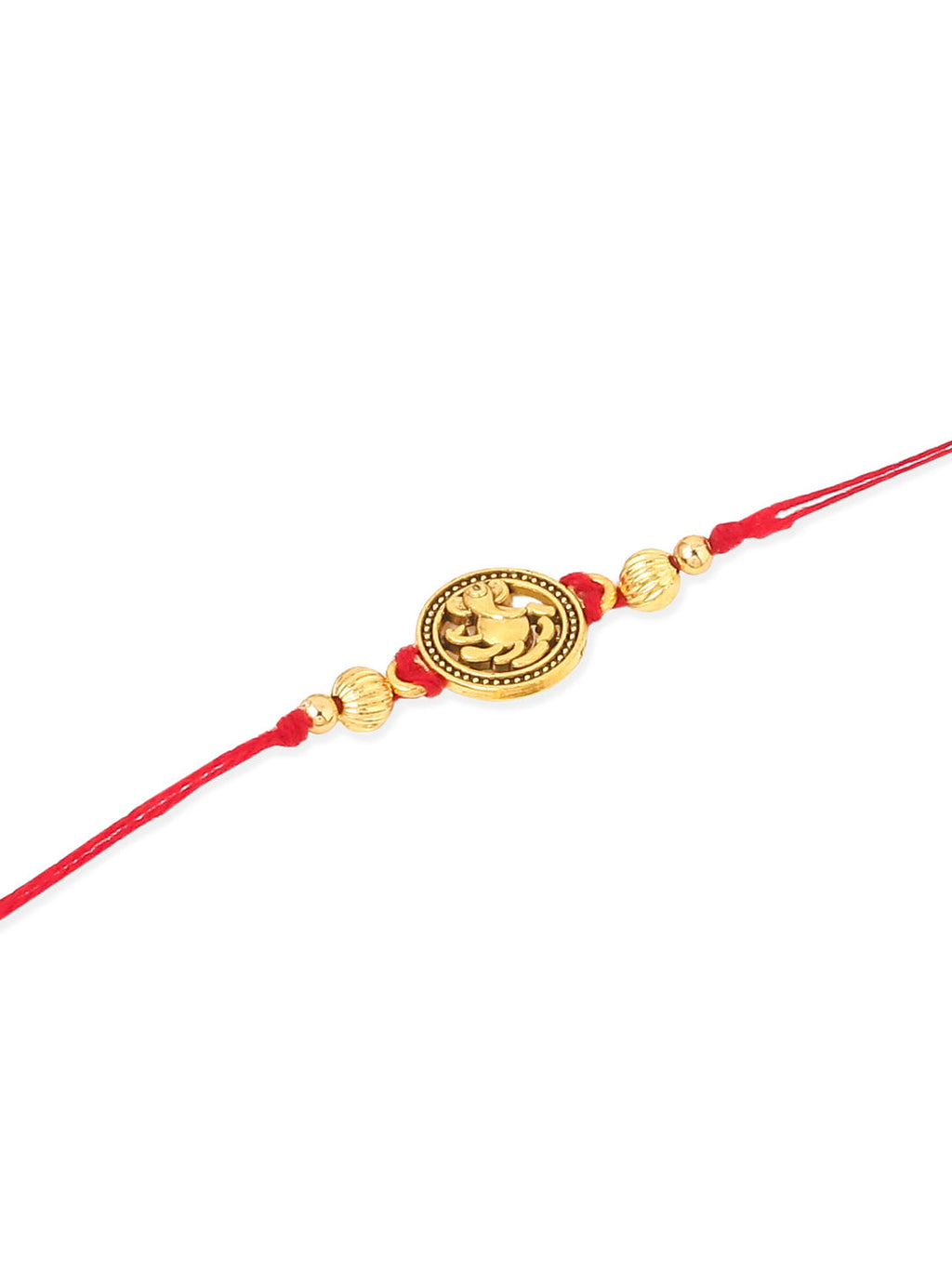 NVR Men's Set of 3 Gold Toned Thread Rakhi Set, Combo for Rakshabandhan