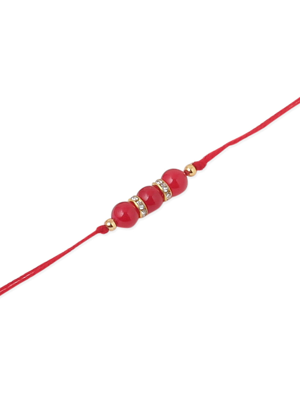 NVR Men Set of 3 Red Artificial Beads & Pearls Thread Rakhi, Combo for Rakshabandhan