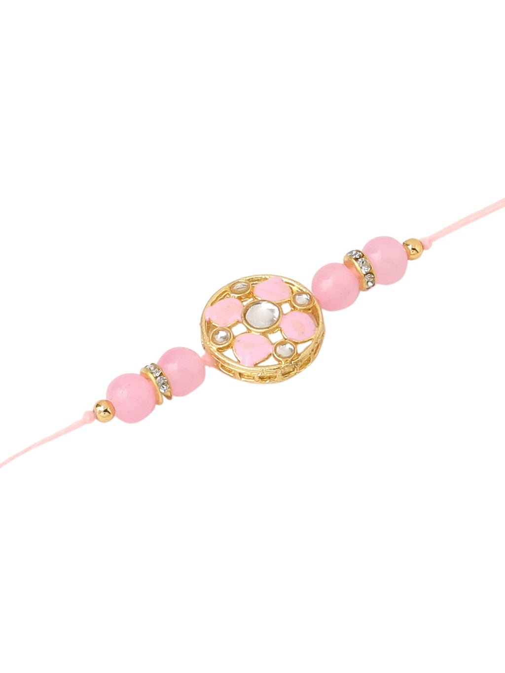 NVR Men Set of 2 Artificial Stones & Beads Floral Design Thread Rakhi Combo