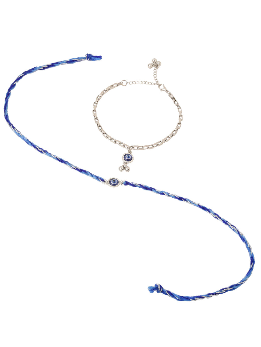 NVR Set of 2 Blue Evil Eye Bhaiya Bhabhi Rakhi, Combo for Rakshabandhan