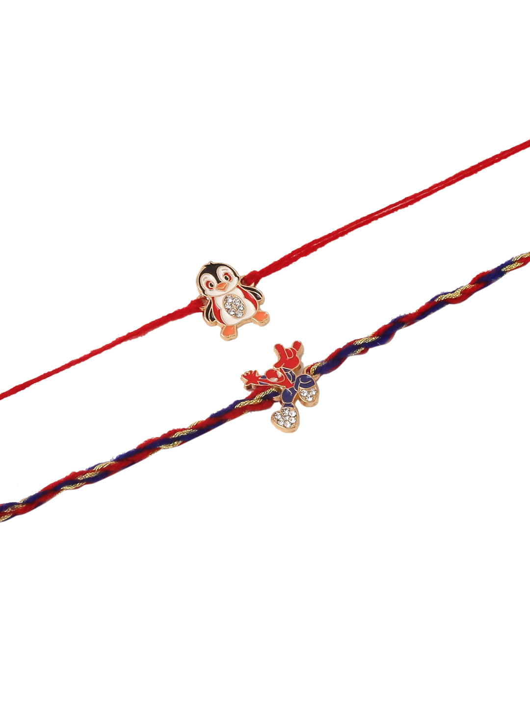 NVR Kids Set of 2 Cartoon Character Blue & Red Thread Rakhi, Combo for Rakshabandhan